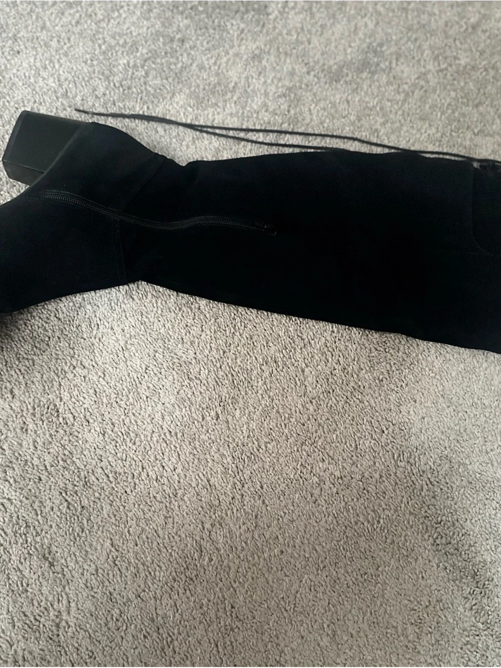 Aldo Suede Black Over-The-Knee Suede Lace-Back Block Heel Boots